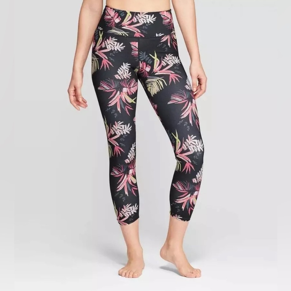 Women’s Tropical Floral High-Waisted Capri Crop Leggings Activewear Pants JoyLab